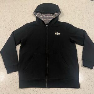 HOOEY Women's Zip Black Hoodie w/ Logo Front AND BACK Size Medium (fits smaller)